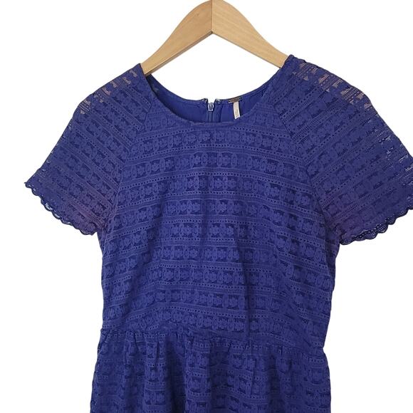 Free People- Women's Blue Lace Detailed dress- size 8 - Picture 5 of 11